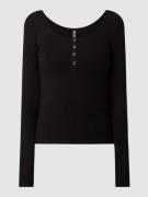 Pieces Serafino-Shirt mit Stretch-Anteil Modell 'Kitte' in Black, Größ...