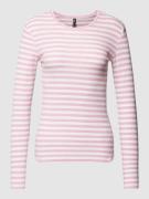 Pieces Longsleeve mit Streifenmuster Modell 'RUKA' in Rosa, Größe S