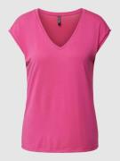 Pieces T-Shirt mit V-Ausschnitt Modell 'KAMALA' in Pink, Größe XS