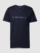 Tom Tailor T-Shirt mit Label-Print in Dunkelblau, Größe S