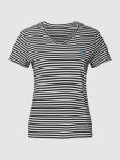 Tom Tailor T-Shirt aus Baumwolle mit Streifenmuster in Black, Größe XS