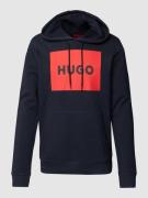 HUGO Hoodie mit Label-Print Modell 'Duratschi' in Dunkelblau, Größe M