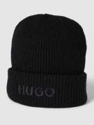 HUGO Beanie mit Label-Stitching Modell 'Social' in Black, Größe One Si...