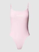 HUGO Badeanzug mit Label-Print in Pink, Größe S