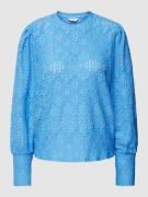 Object Longsleeve mit Lochmuster in Blau, Größe L