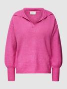 Kaffe Strickpullover mit V-Ausschnitt Modell 'Wendy' in Pink Melange, ...