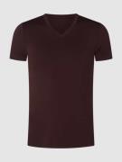 HOM T-Shirt mit V-Ausschnitt in Bordeaux, Größe M