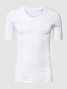 Schiesser T-Shirt mit geripptem Rundhalsausschnitt in Weiss, Größe M
