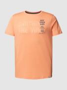 Lerros T-Shirt mit Statement-Print in Lachs, Größe M