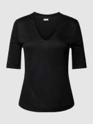 s.Oliver BLACK LABEL T-Shirt aus Viskose mit V-Ausschnitt in Black, Gr...