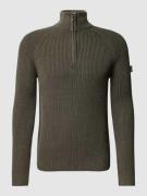 JOOP! Jeans Strickpullover mit Troyer-Kragen Modell 'Henricus' in Oliv...