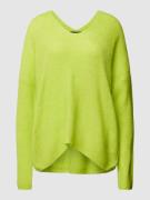 MOS MOSH Strickpullover mit V-Ausschnitt Modell 'THORA' in Neon Gelb, ...