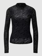 Only Longsleeve mit Allover-Muster Modell 'NORA' in Black, Größe XS