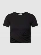 Tom Tailor Denim Cropped T-Shirt mit Knotendetail in Black, Größe S