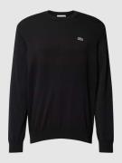 Lacoste Strickpullover mit Label-Stitching in Black, Größe L