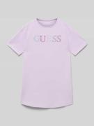 Guess T-Shirt mit Strasssteinbesatz in Flieder, Größe 140