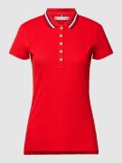 Tommy Hilfiger Slim Fit Poloshirt mit Kontraststreifen in Rot, Größe S
