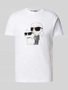 Karl Lagerfeld T-Shirt mit Motiv- und Label-Print in Weiss, Größe S