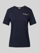 Tommy Hilfiger T-Shirt mit Knopfleiste in Dunkelblau, Größe S