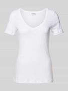 Marc O'Polo T-Shirt mit abgerundetem V-Ausschnitt in Weiss, Größe S