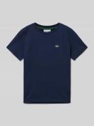 Lacoste T-Shirt mit Logo-Stitching in Marine, Größe 140