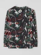 Garcia Sweatshirt mit Allover-Muster in Dunkelgrau, Größe 176