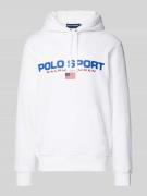 Polo Sport Hoodie mit Label-Print in Weiss, Größe S