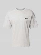 REVIEW T-Shirt mit Label-Print in Hellgrau Melange, Größe XS
