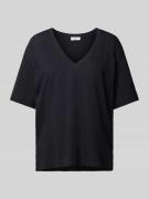 Esprit T-Shirt in unifarbenem Design mit V-Ausschnitt in Black, Größe ...