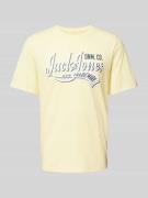 Jack & Jones T-Shirt mit Label-Print in Hellgelb Melange, Größe M