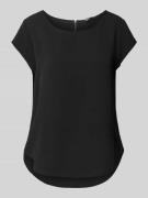 Only Blusenshirt in unifarbenem Design Modell 'VIC' in Black, Größe 34