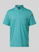 RAGMAN Regular Fit Poloshirt mit Allover-Muster in Tuerkis, Größe S