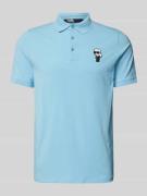 Karl Lagerfeld Slim Fit Poloshirt mit Label-Patch in Hellblau, Größe S