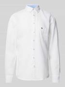 Fynch-Hatton Regular Fit Leinenhemd mit Logo-Stitching in Weiss, Größe...