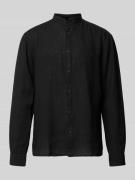 HUGO Slim Fit Leinenhemd mit Stehkragen Modell 'Elvory' in Black, Größ...
