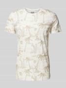 Blend T-Shirt mit Allover-Motiv-Print in Weiss, Größe XL