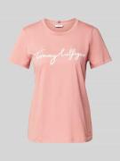 Tommy Hilfiger T-Shirt mit Label-Print in Altrosa, Größe L