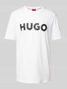 HUGO T-Shirt mit Label-Schriftzug Modell 'DULIVIO' in Weiss, Größe S