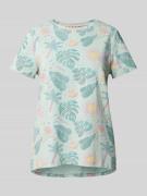Ragwear T-Shirt mit Allover-Print in Helltuerkis, Größe XS