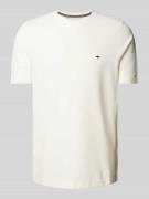 Fynch-Hatton T-Shirt mit Logo-Stitching in Offwhite Melange, Größe S