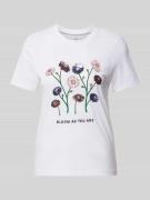 Only T-Shirt mit floralem Print in Weiss, Größe XS