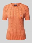 Polo Ralph Lauren Strickpullover mit 1/2-Arm und Zopfmuster in Orange,...
