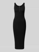 Pieces Knielanges Kleid in Ripp-Optik in Black, Größe XS