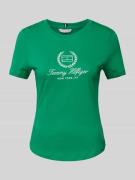 Tommy Hilfiger Slim Fit T-Shirt mit Label-Stitching in Gruen, Größe S
