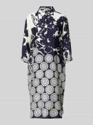 Milano Italy Knielanges Kleid mit Allover-Print in Marine, Größe 34
