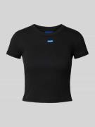 Hugo Blue Cropped T-Shirt mit Label-Patch Modell 'Baby Tee' in Black, ...