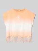 Garcia T-Shirt mit ausgefranstem Saum in Apricot, Größe 152