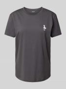 Jake*s Casual T-Shirt mit Statement-Stitching in Dunkelgrau, Größe XS