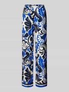 Milano Italy Wide Leg Stoffhose mit Allover-Print in Blau, Größe 36