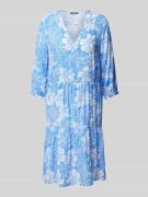Montego Knielanges Kleid aus Viskose mit floralem Muster in Blau, Größ...